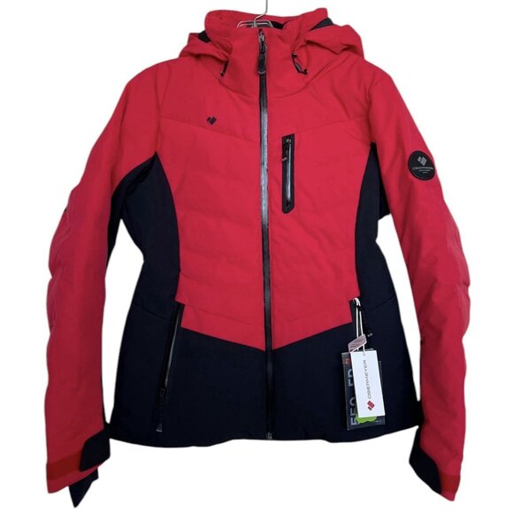 Obermeyer Ski Jacket Womens Size 4 Down Ski Patrol Red Black Snowboarding $349